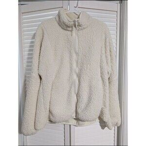 C9 by Champion Women's XL Cream Sherpa Fleece Full Zip Jacket R1582 Thumbholes
